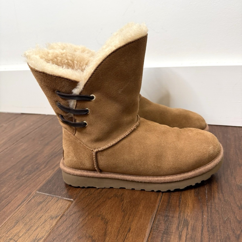Ugg Constantine Shearling Lined Pull On Boost Chestnut Brown Suede Women's 8
